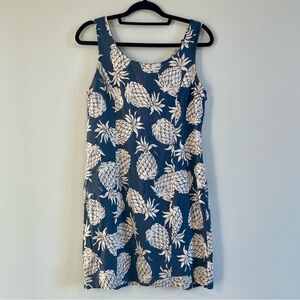 Hilo Hattie Silk Blue Pineapple Mini Dress size 8
